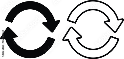 Black and white circular arrows icon set for swap or exchange concepts
