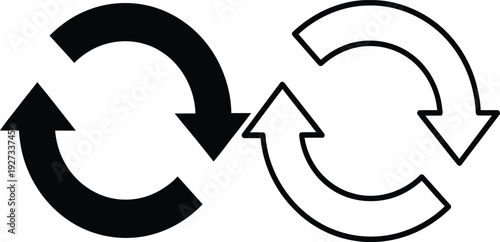 Black and white circular arrow icons for exchange or recycling concepts