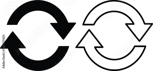 Black and white circular arrow icons for swap or exchange concepts in modern design