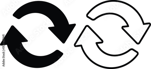 Black and white circular arrows symbol for exchange or swap