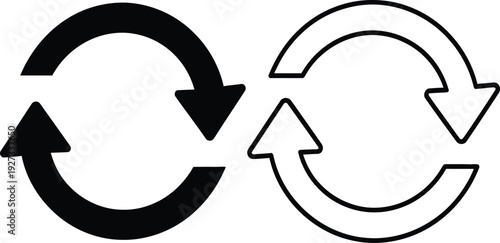 Black and white circular arrow icons for swap or exchange concepts