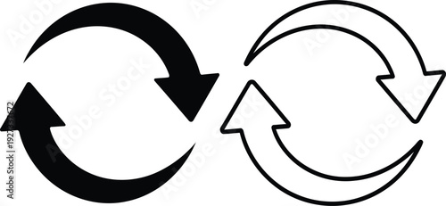 Photos Black and white circular arrow icons for exchange or recycling concepts