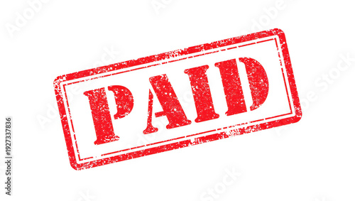 A red paid stamp on a black background