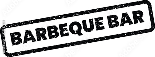 Classic black textured print of a rectangular rubber stamp showing the phrase Barbeque Bar clearly