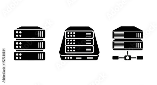 A set of three digital storage devices displayed side by side in a simple graphic illustration