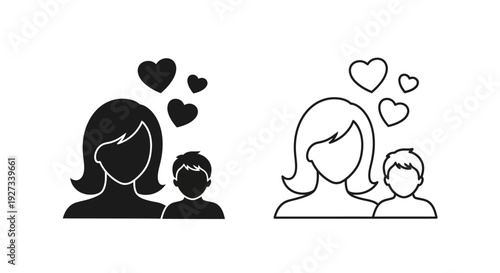 Mother's day love and care for family celebration icon set Vector