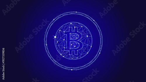 Bitcoin Digital Currency Low Poly Crypto Coin Blockchain Technology Background