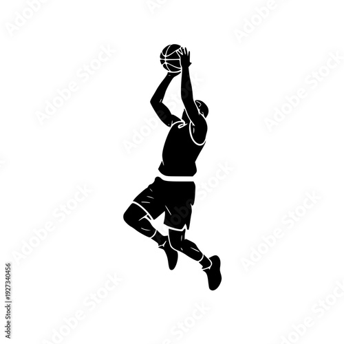 Basketball Player Silhouette Shooting Jump Shot Icon