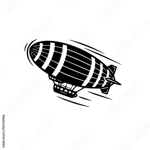 vintage airship zeppelin flying in the sky silhouette illustration for steampunk design historical transport and retro aviation concepts