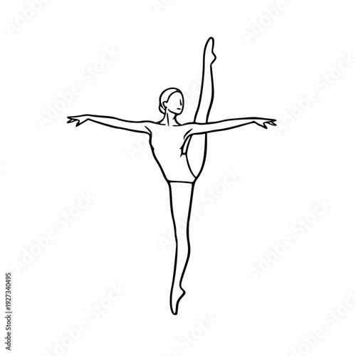 Graceful Ballet Dancer Line Art Illustration – Elegant Contemporary Dance Pose Sketch