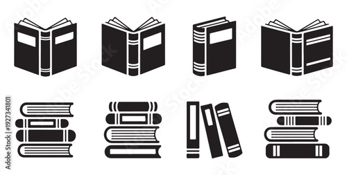Modern book icons with clean lines for education and literary concepts vector set