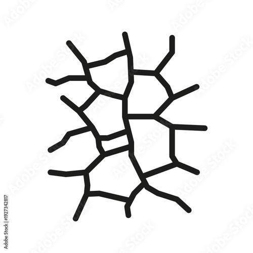 Cracked Surface Solid Icon. Structural Damage, Earthquake Impact, And Fracture Representation Silhouette Symbol. Geology And Construction. Isolated Vector Illustration