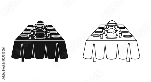 Mother's day celebration with cake and dessert table decorations Vector
