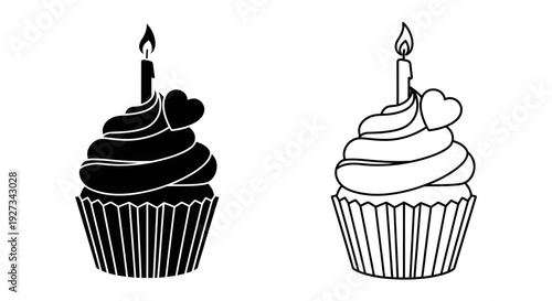 Mother's day cupcakes with candles - celebrate with love and sweetness Vector