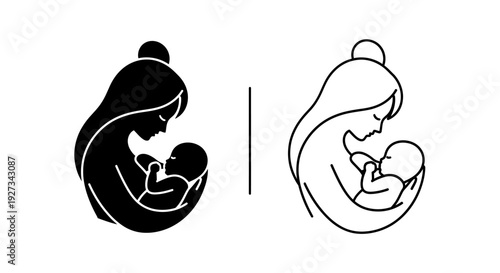 Mother's day celebration: iconic mother and child silhouette design Vector