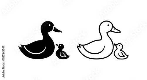 Mother's day: a celebration of love and bonding with duck family illustration Vector