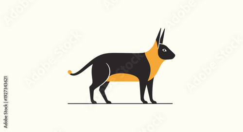 Anubis Egyptian god minimalist illustration black and orange.