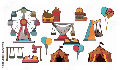 Cartoon Amusement Park Icon Collection