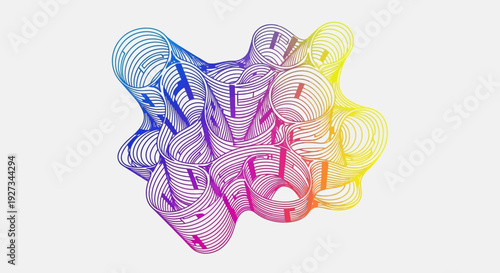 Colorful spiral shapes forming an abstract cluster.