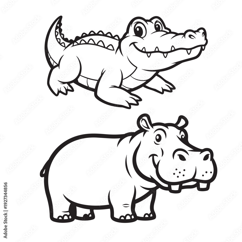 Obraz premium cocodrilo hipopótamo