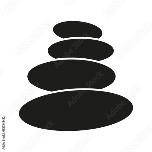 Stacked Stones Solid Icon. Zen Balance, Meditation, And Tranquility Silhouette Symbol. Harmony And Relaxation Representation. Isolated Vector Illustration