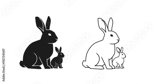 Mother's day: family love and bonding with rabbits illustration Vector