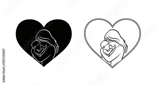 Mother's day heart illustration, love and care, family bonding, special day celebration Vector