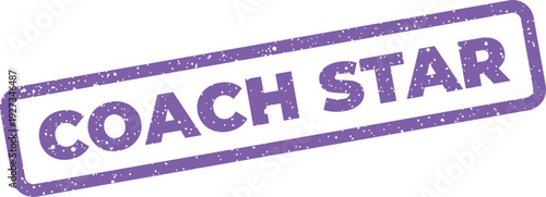 Distressed rectangular rubber stamp vector presenting COACH STAR for outstanding achievement and recognized leadership quality