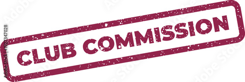 Distressed rectangular rubber stamp with the words CLUB COMMISSION for organizational records