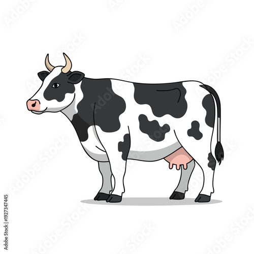Adorable Black and White Cow Illustration for Farming and Agriculture Visuals