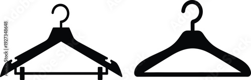 Two black silhouette clothing hangers on for fashion and organization needs