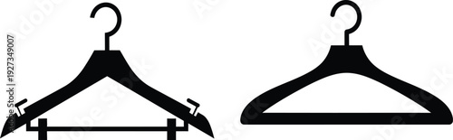 Two black silhouette clothing hangers with hook