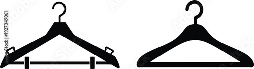 Two black silhouette clothing hangers on for fashion and organization needs