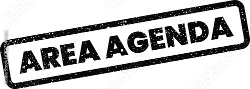 Distressed rectangular stamp featuring Area Agenda text, useful for business planning, meeting schedules, or project outlines