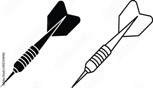 Two darts one black and one white in a line flying through air