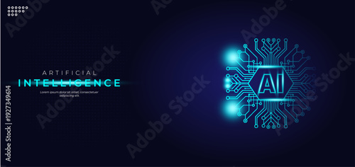 Artificial intelligence abstract background, Technology concept design for banner and web template.