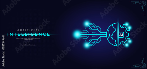Artificial intelligence abstract background, Technology concept design for banner and web template.
