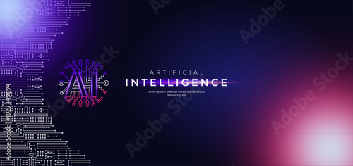 Artificial intelligence abstract background, Technology concept design for banner and web template.