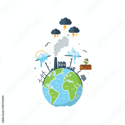 Environmental Conservation and Climate Change Awareness Illustration