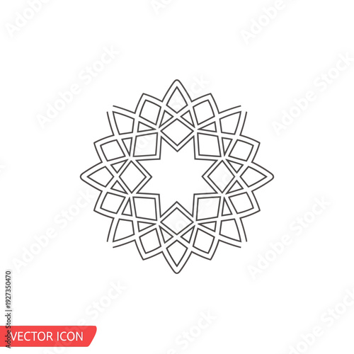 Geometric Mandala Design Element, an intricate vector illustration of a symmetrical pattern viewed from directly above