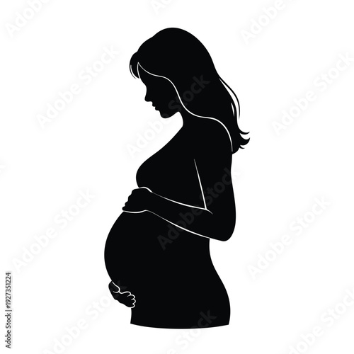 Silhouette of a Pregnant Woman Holding her Belly in a Serene Maternity Pose