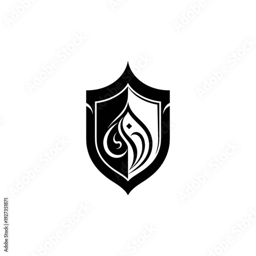 Black and White Shield Logo Design.
