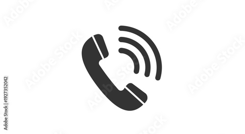 Classic telephone handset icon graphic with radiating sound waves, symbolizing an incoming call or communication, perfect for modern digital interface vector designs.