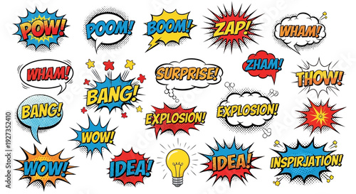 Comic Book Sound Effects and Words: Pow, Boom, Zap, Idea, Surprise, Explosion