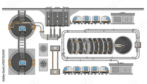 Industrial facility diagram with tanks and pipelines.