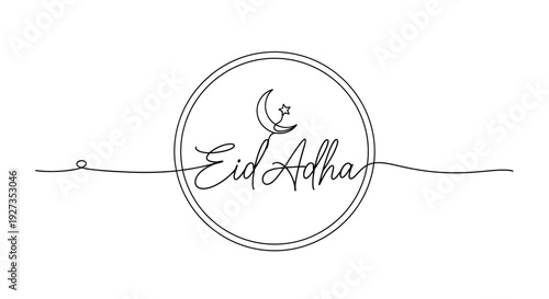 Eid Adha Celebration - Islamic Holiday with Crescent Moon and Star