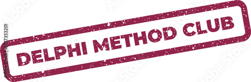 Fotografi Distressed rectangular stamp featuring the words Delphi Method Club for speciali