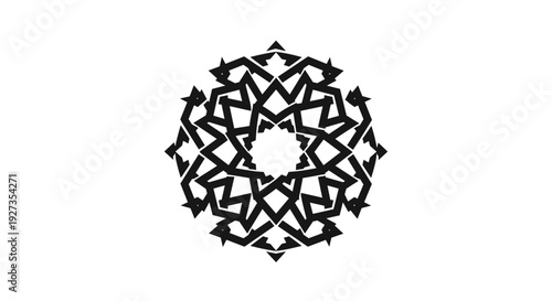 Black Intricate Geometric Mandala Design Element.