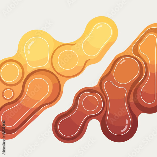 Abstract organic shapes with warm gradient colors and glossy finish.