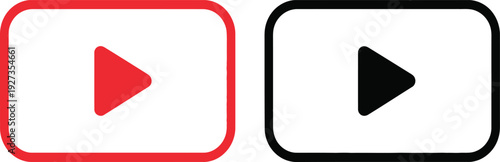 Play button icons in red and black on for video or media player